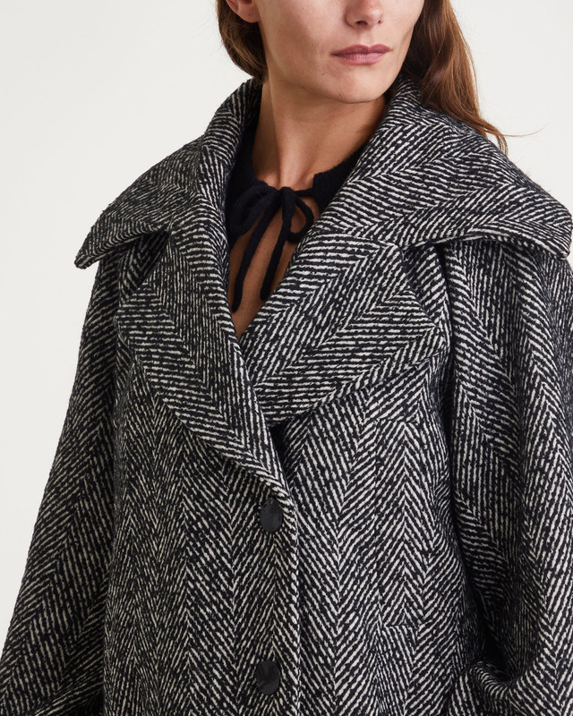 Ganni Kappa Herringbone Wool  Svart 34