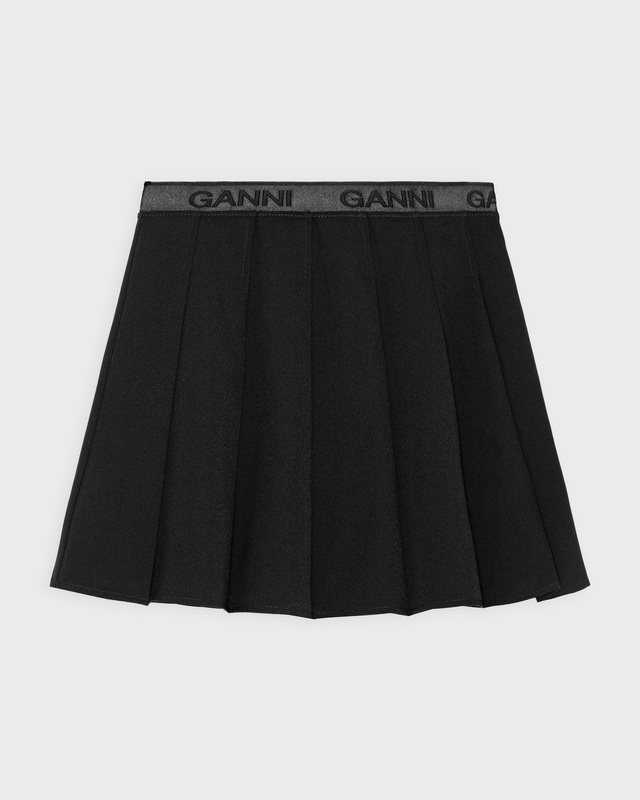 Ganni Skirt Light Twill Pleated Mini Black 42