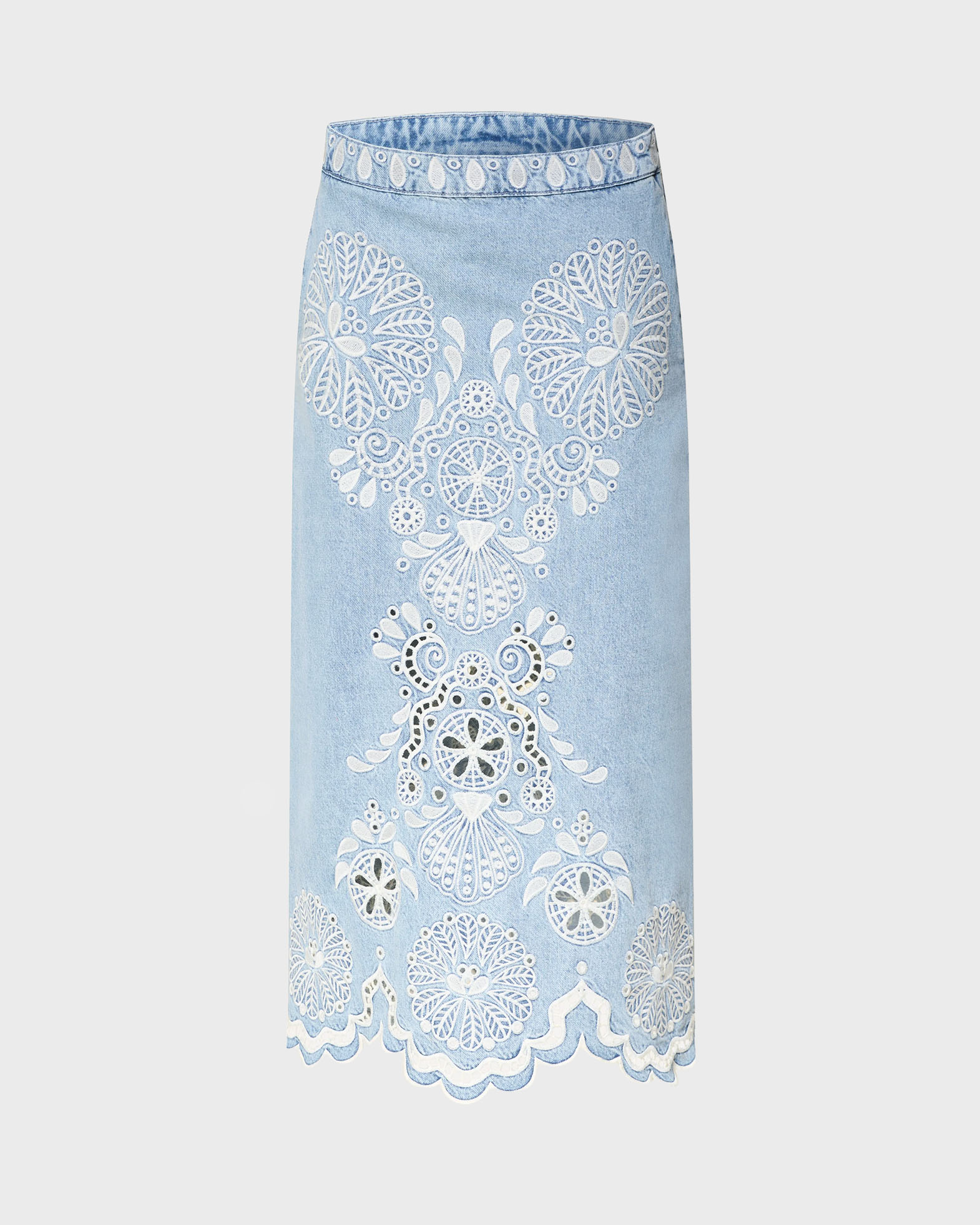 Farmrio Richelieux Midi Skirt In Blue