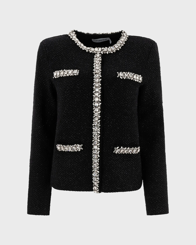 Self-Portrait Kofta Knit Sequin Svart S
