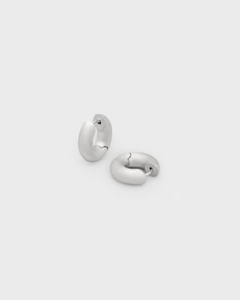 Earring Chunky Hoops Satin Small Silver ONESIZE 1