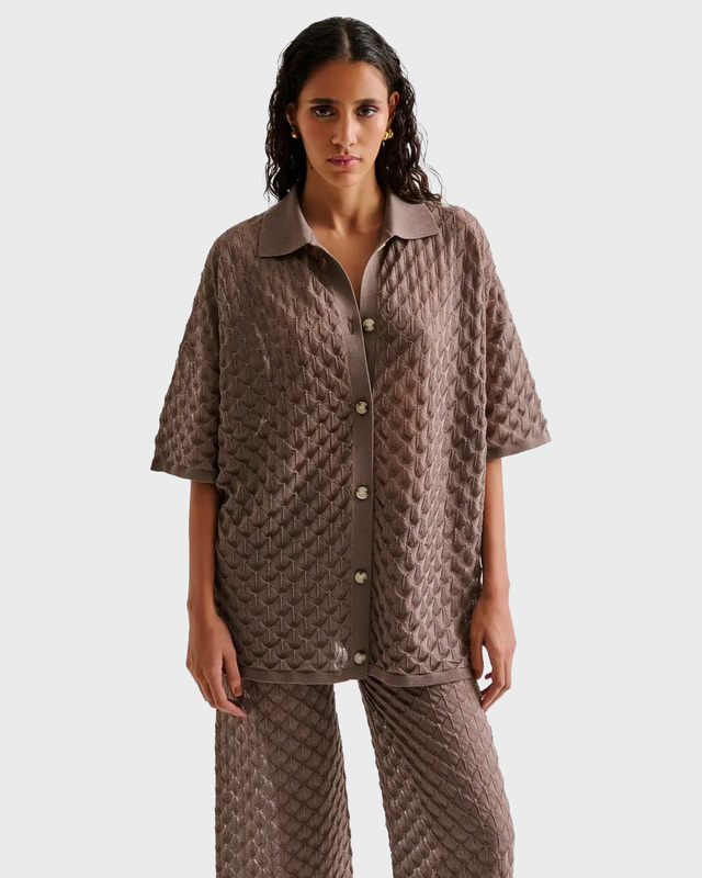 Malina Shirt Knitted Moa Taupe XS