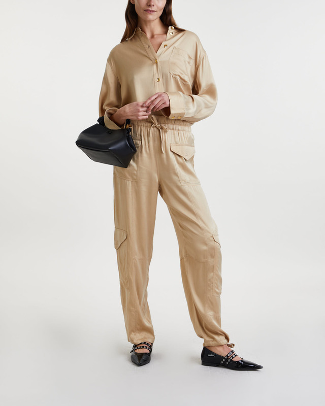 Ganni Trousers Washed Satin Safari 36