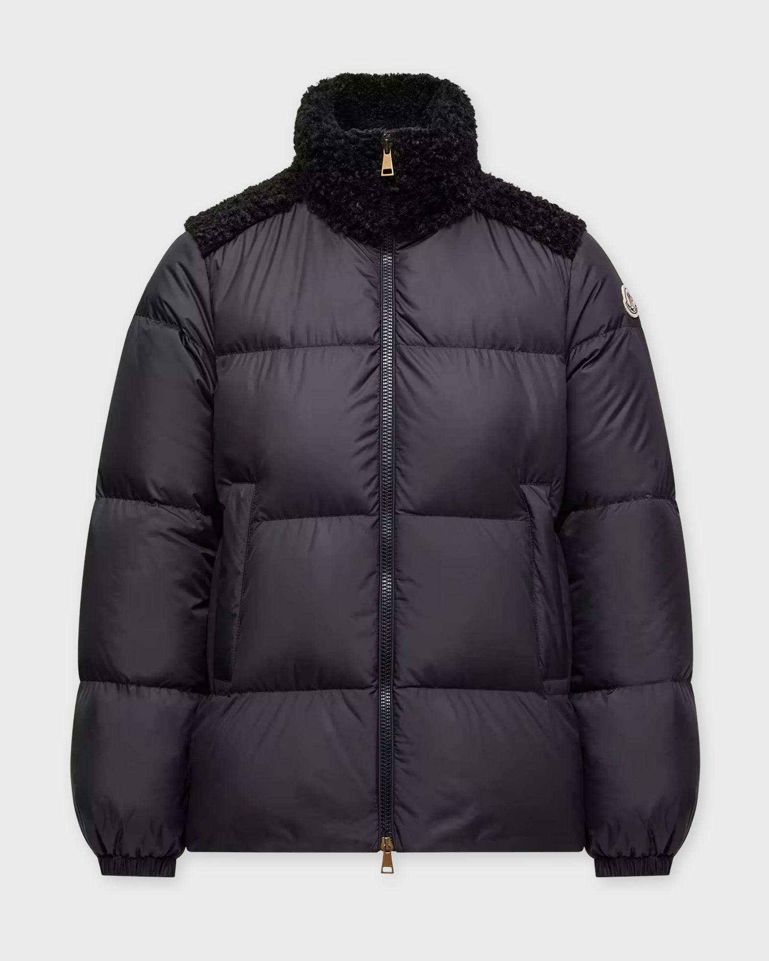 Moncler Women's Black Jacket Esnaie Teddy-Trimmed 1 (S)