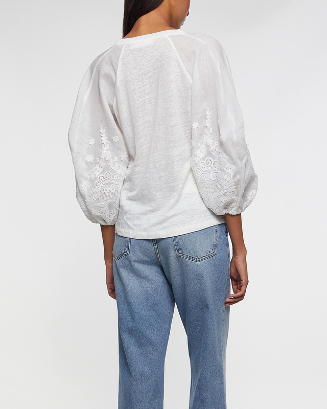 Zimmermann Tee Lace Trim Lantern Sleeve Ivory 1 (S-M)