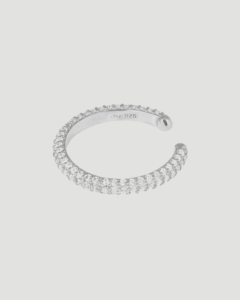 Earring Multi Stone Ear Cuff Silver/vit ONESIZE 1