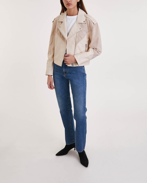 Jacket Sybil Mix Leather Chalk 2