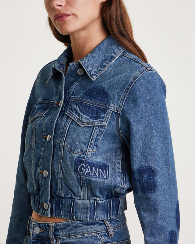 Ganni Jacka Patch Denim Bomber Denim 38