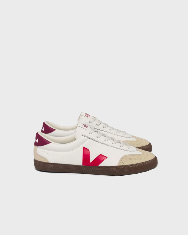 VEJA Sneakers Volley Suede Leather Trimmed White/red EUR 37