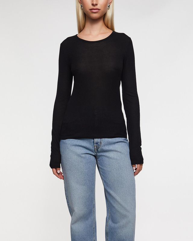 Dagmar Topp Lyocell Long Sleeve Svart M