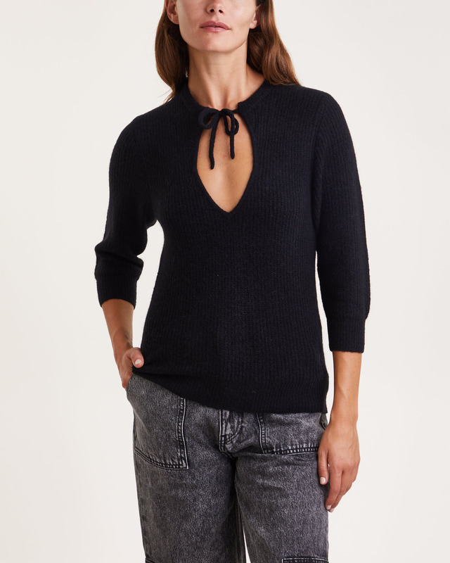 Ganni Topp Soft Wool Short Sleeve Svart XS