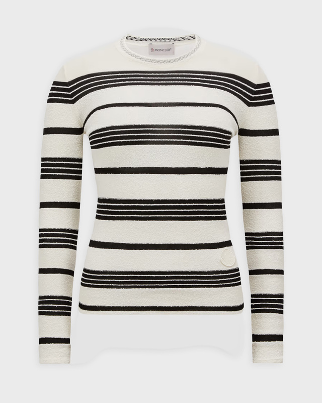 Moncler Sweater Striped Bouclé Jumper Mörkgrå L