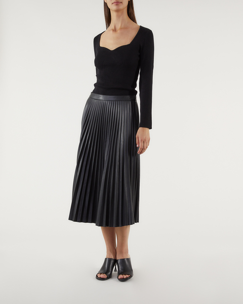 Skirt Faux Leather Pleated  Black 2