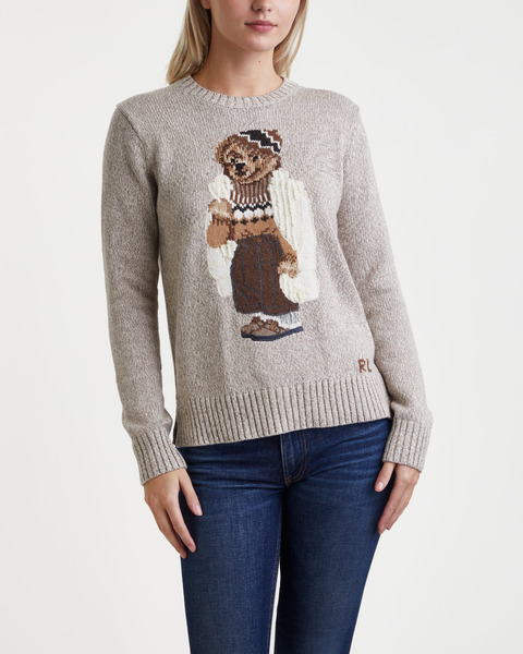 Sweater Polo Bear Cotton-Blend Beige 1