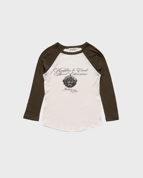 T-skjorte Fitted Crewneck Ribbed Beige 1