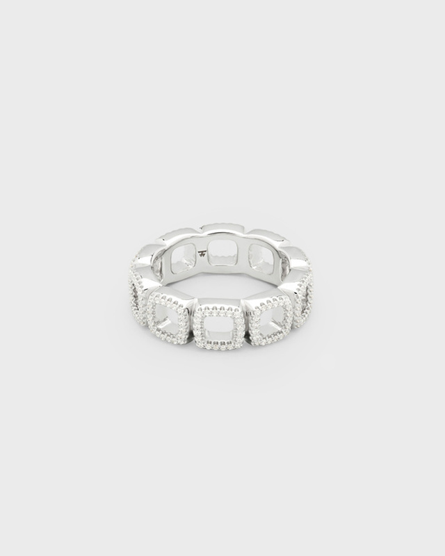 Tom Wood Ring Cushion Band Open Zirconia Silver 56