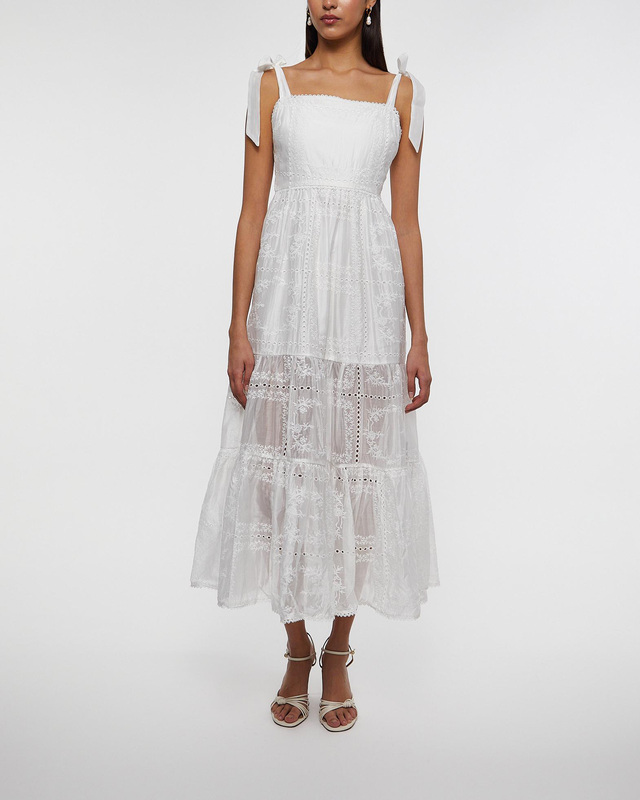 Malina Klänning Adri Embroidered Maxi  Vit 42