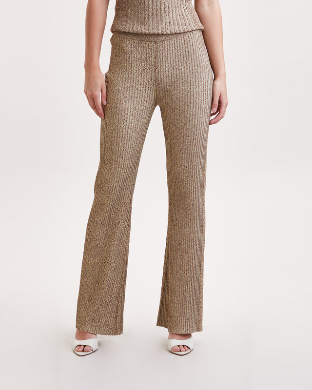 Ganni Byxor Melange Knit Pants Brun S