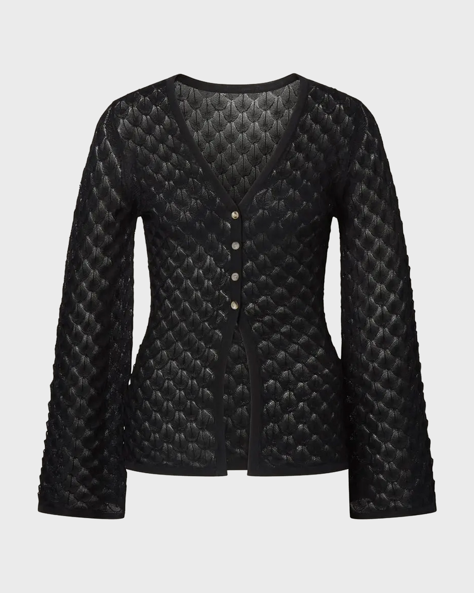Malina Women's Black Cardigan Ayla Pointelle Knitted Xl