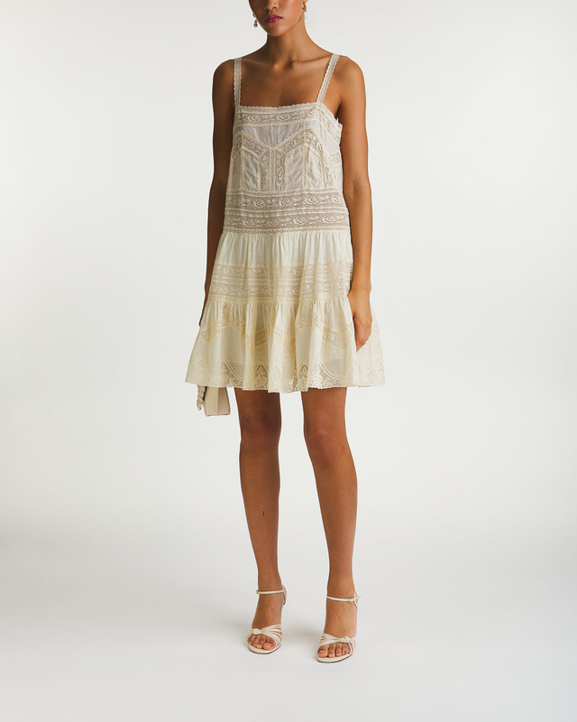 Zimmermann Klänning Halliday Lace Trim Short Creme 0 (XS-S)