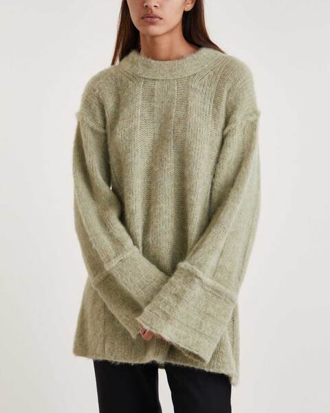 Sweater Brushed Alpaca Knit  Sage 1