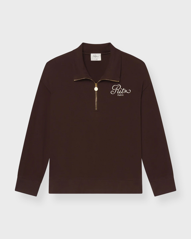 Ritz Paris x Frame Sweater Ritz Half Zip Polo Chocolate XL