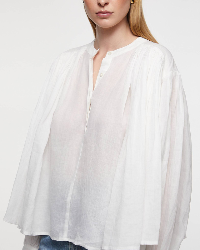 RÓHE Topp Pleated Ramie White 34