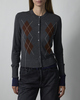Acne Studios Cardigan Double-Layered Argyle Mørkegrå M