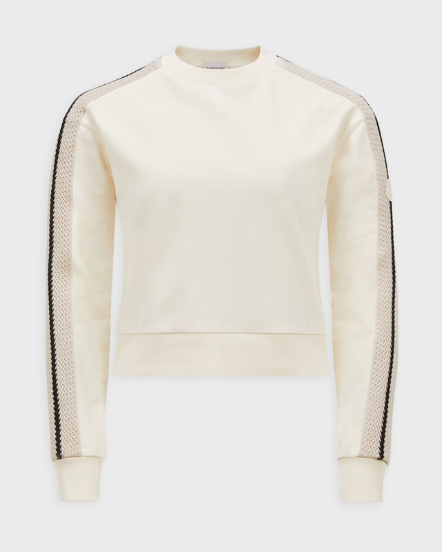 Moncler Sweatshirt Crochet Accent Cotton Natural M