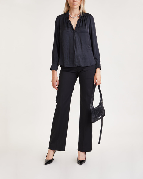 Blus Tink Satin Tunic Blouse Permanent Svart 2
