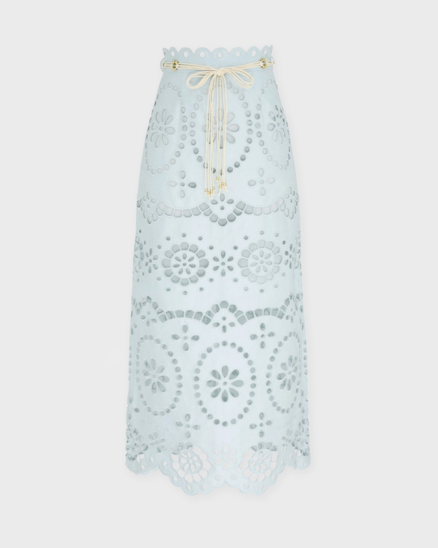Zimmermann Skirt Awaken Embroidered Mint 0 (XS-S)