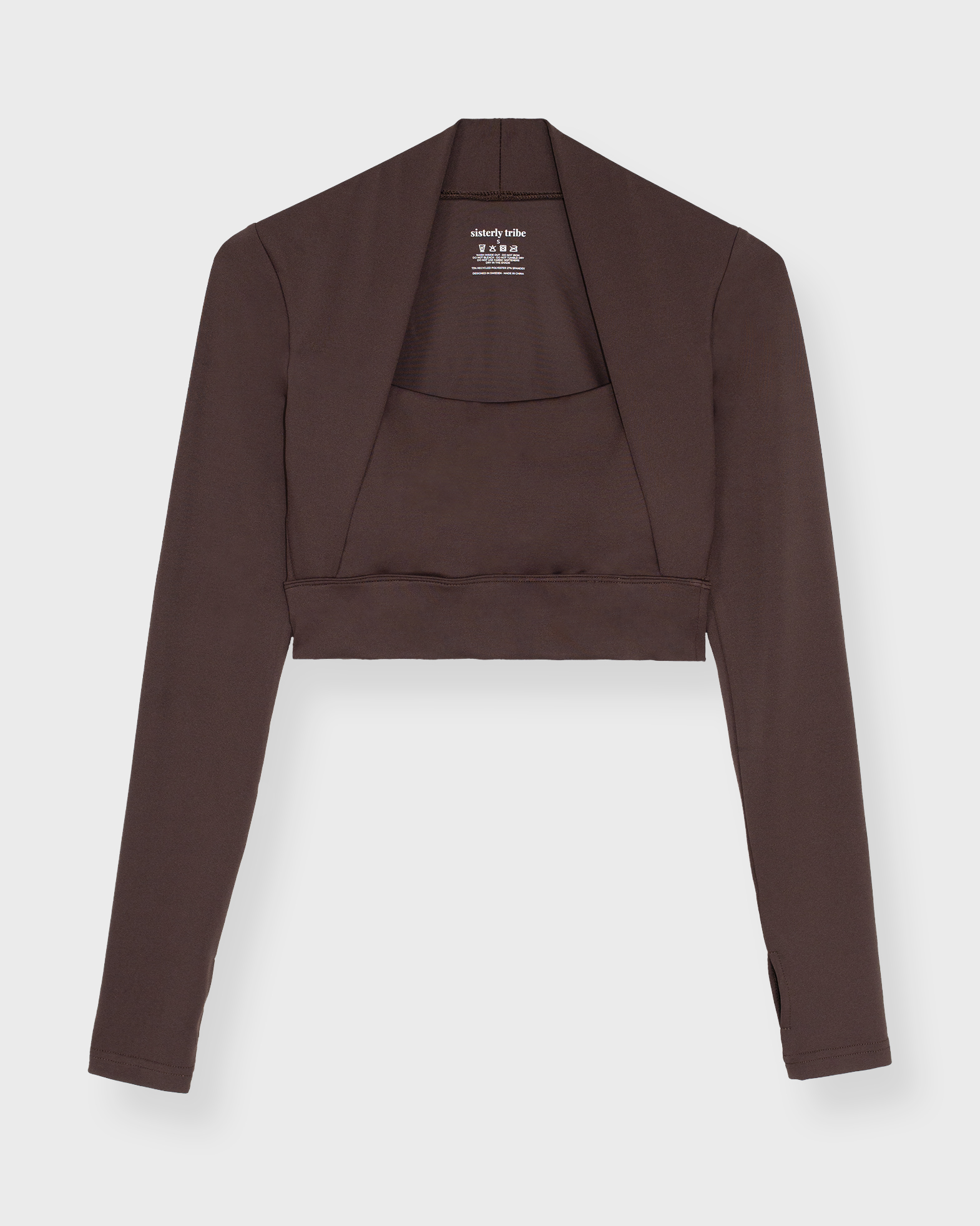 Sisterly Tribe Women's Espresso Softsculpt Bolero Long Sleeve Top L