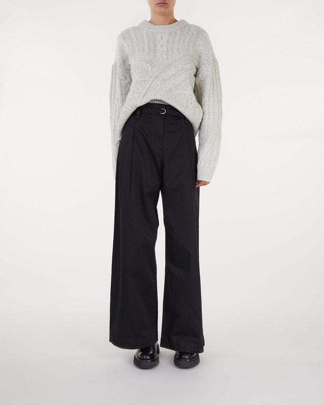 Proenza Schouler White Label Cotton Twill Wide Leg Trouser Black US 4 ( EUR 36)