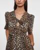 Ganni Dress Printed Cotton Tie Strap Midi  Leopard 42