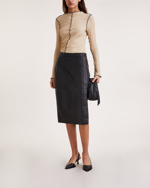 Skirt D6Yeva Leather Pencil Black 2