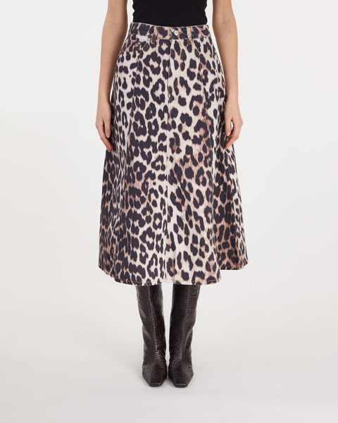 Skirt Print Denim High Waist Leopard 1