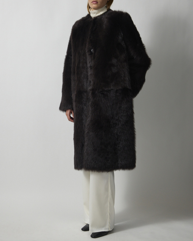 Almada Kåpe Gemma Fur Leather Chocolate M
