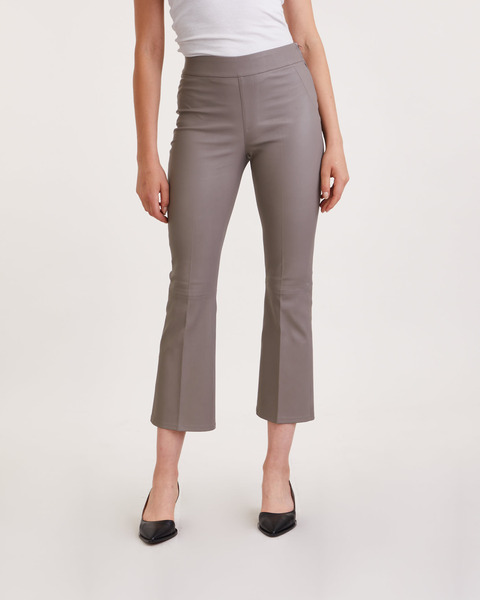 Byxor D6Nome Crop Leather Flare Grå 1