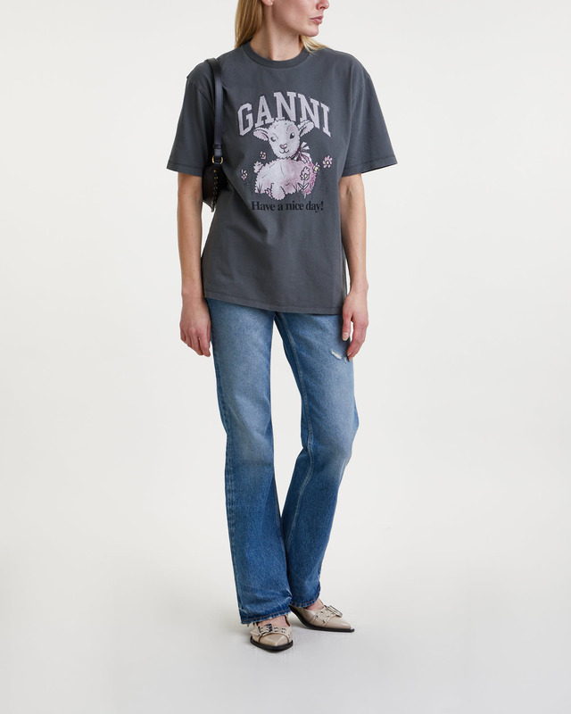 Ganni T-Shirt Future Heavy Jersey Lamb Grey XL
