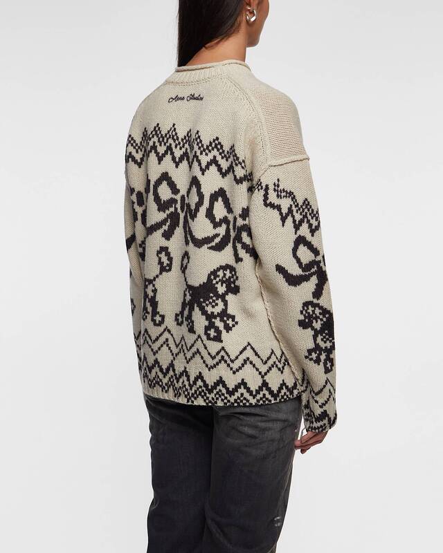 Acne Studios Sweater Wool Blend Jacquard  Vit/svart XS