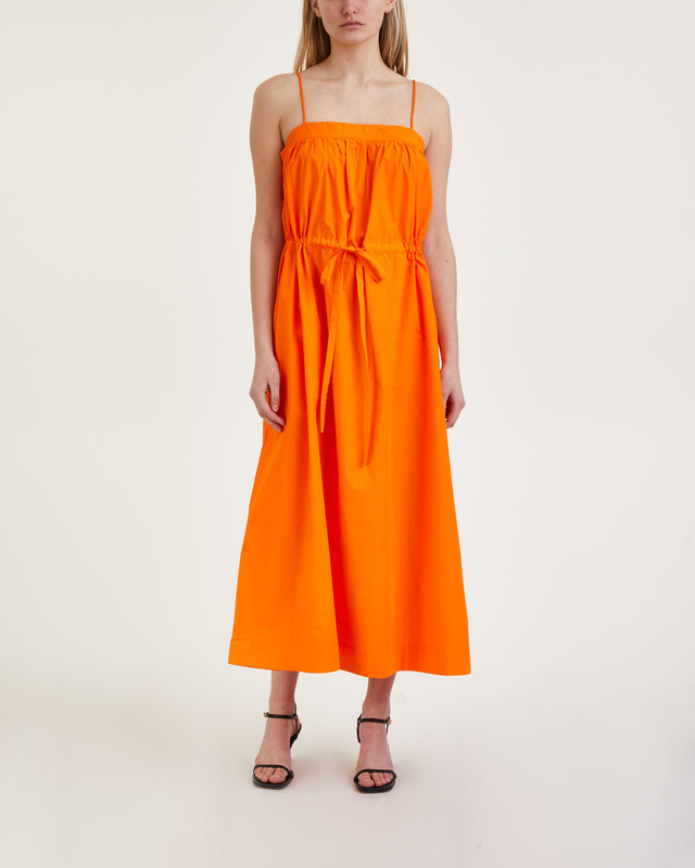 Ganni Klänning Cotton Poplin Maxi Strap Orange 42