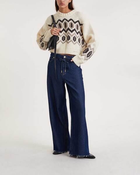 Tröja Chunky Graphic Wool Cropped O-neck Egret 2