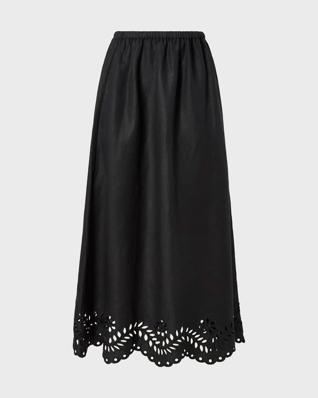 Malina Skirt Chara Maxi  Broderie Anglais Black 40