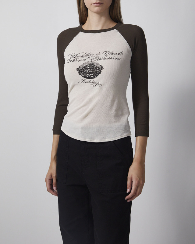 Acne Studios T-shirt Fitted Crewneck Ribbed Beige L