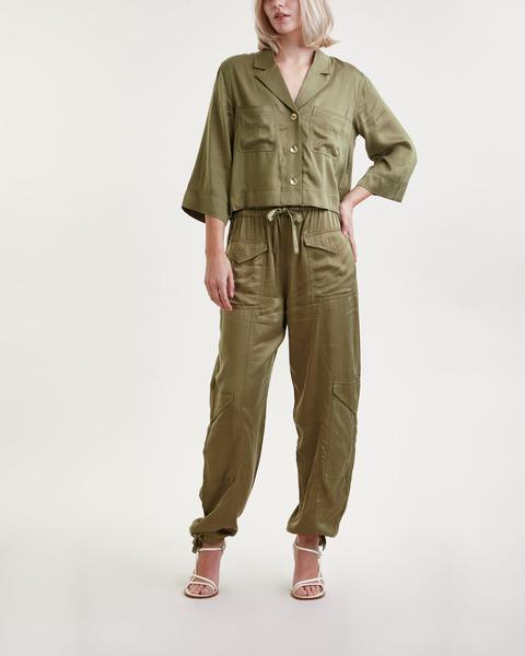 Byxor Washed Satin Grön 1