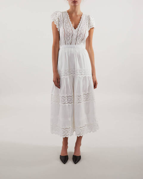 Klänning Georgina Eyelet Flutter V-neck Vit 1