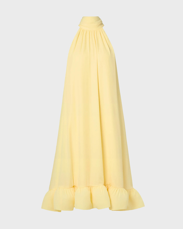 Malina Dress Sabrina Halterneck Ruffled Midi Light yellow S