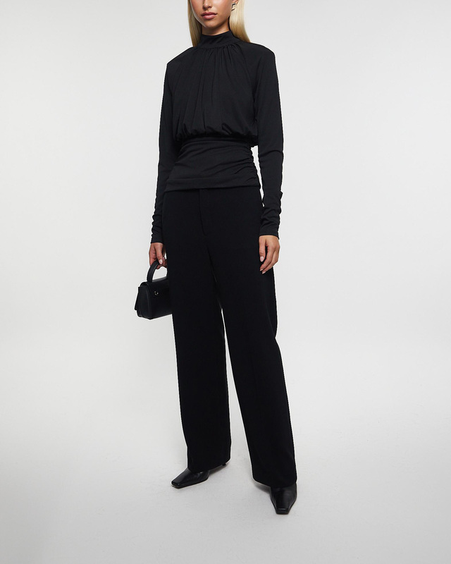 ROTATE Birger Christensen Top Ruched Long Sleeve Black 38