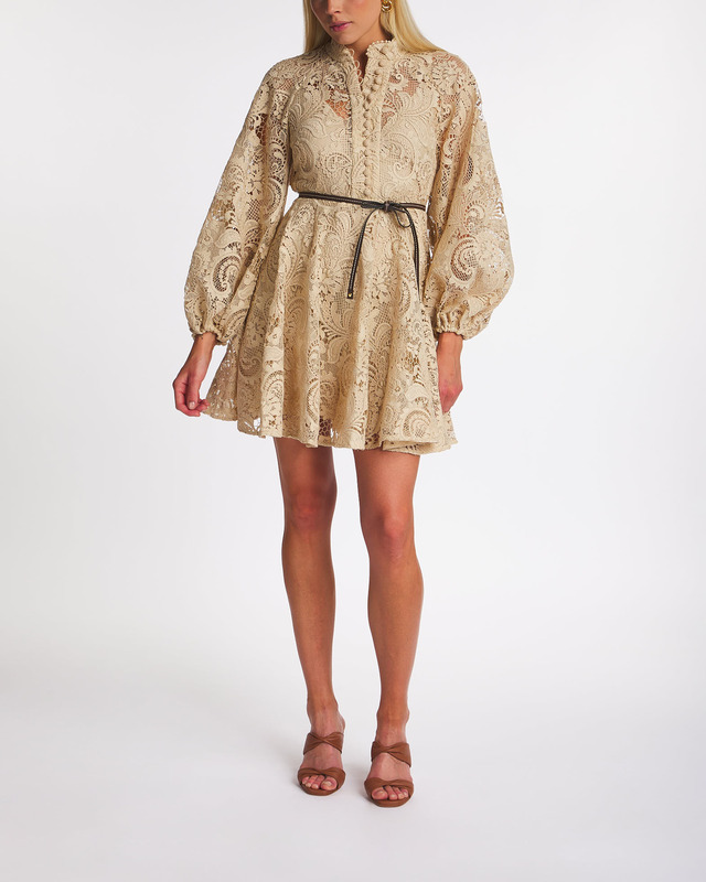 Zimmermann Dress Waverly Lace Mini Taupe 0 (XS-S)