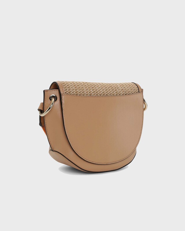 Ganni Bag Banner Saddle Raffia Tan ONESIZE